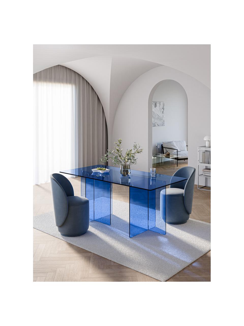 Glas-Esstisch Anouk, 180 x 90 cm, Glas, Blau, B 180 x T 90 cm