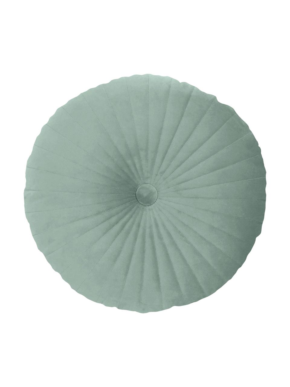 Okrągła poduszka z aksamitu z wypełnieniem Monet, połyskująca, Tapicerka: 100% aksamit poliestrowy, Miętowy, Ø 40 cm