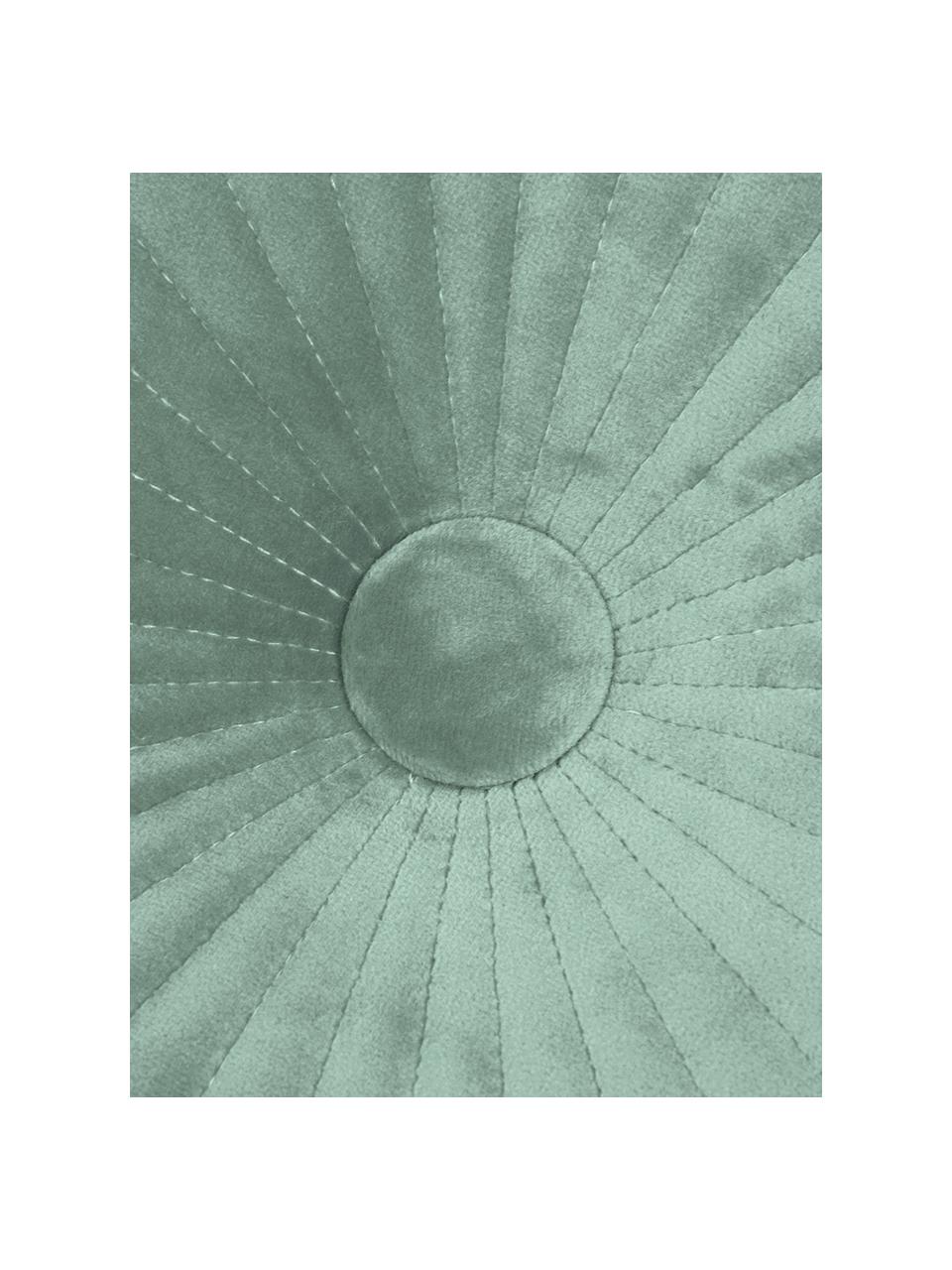 Cojín redondo de terciopelo brillante Monet, con relleno, Tapizado: 100% terciopelo de poliés, Verde menta, Ø 40 cm