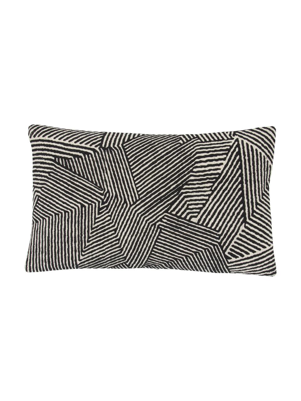 Kissenhülle Nadia mit grafischem Muster in Schwarz, 100%  Baumwolle, Beige, Weiss, Schwarz, B 30 x L 50 cm