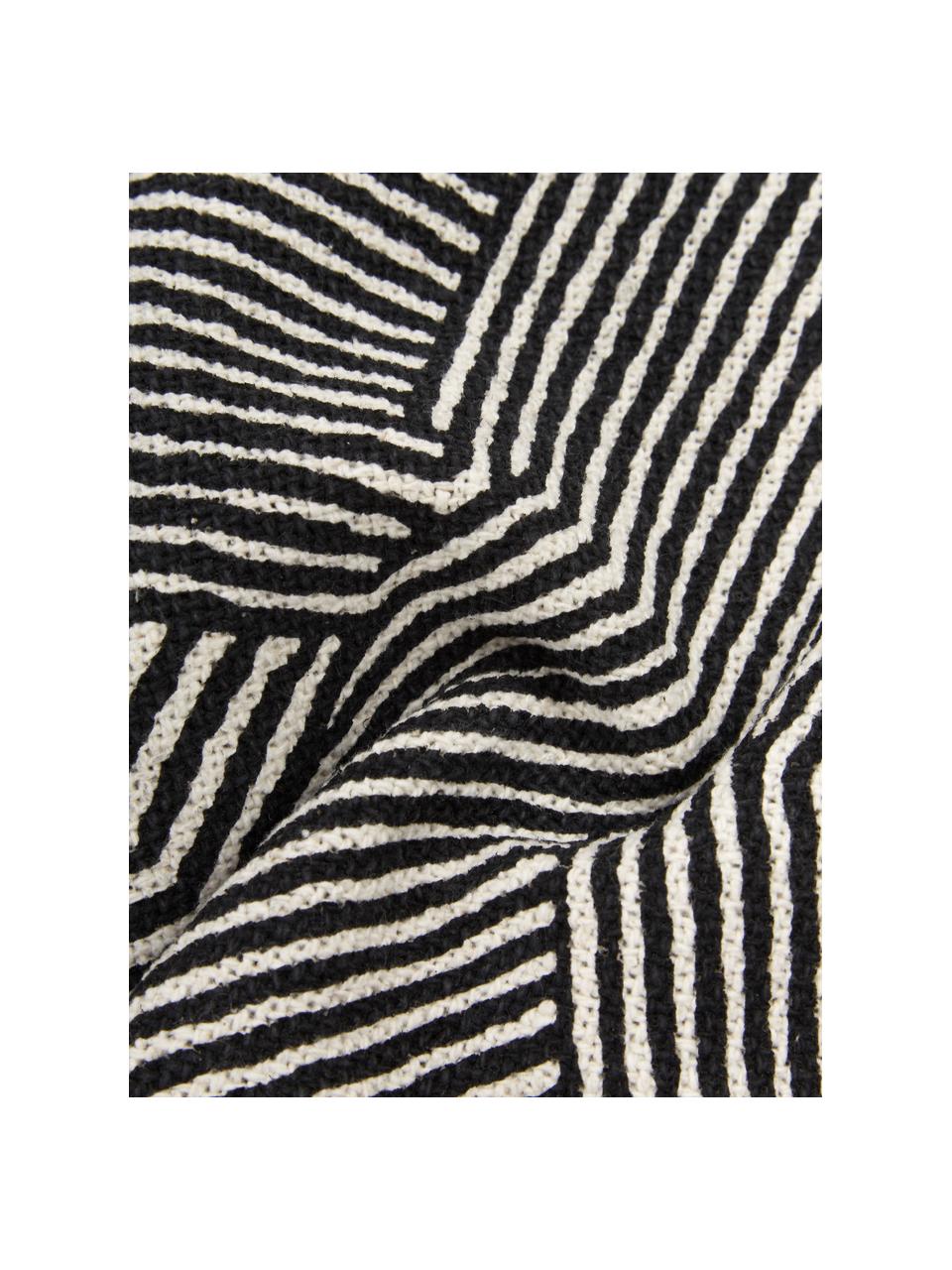 Kissenhülle Nadia mit grafischem Muster in Schwarz, 100%  Baumwolle, Beige, Weiß, Schwarz, B 30 x L 50 cm