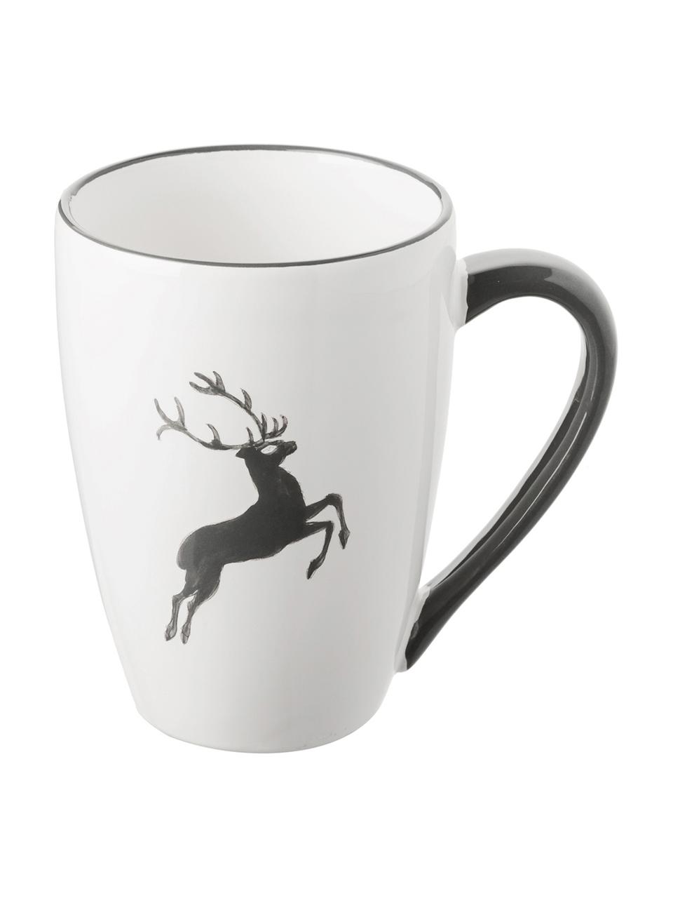 Taza de té artesanal Gourmet Grauer Hirsch, Cerámica, Gris, blanco, 300 ml