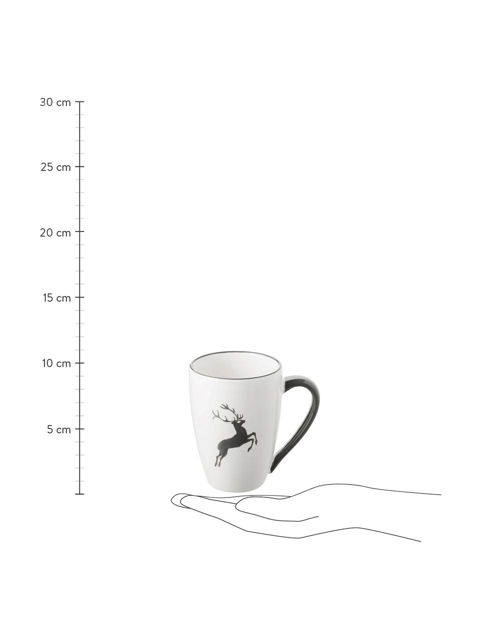 Handbemalte Tasse Gourmet Grauer Hirsch, Keramik, Grau,Weiß, 300 ml