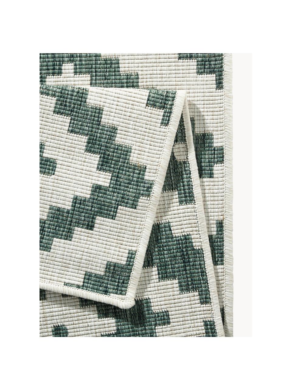 Obojstranný koberec do interiéru/exteriéru Malta, 100 % polypropylén, Lomená biela, tmavozelená, Š 200 x D 290 cm (veľkosť L)
