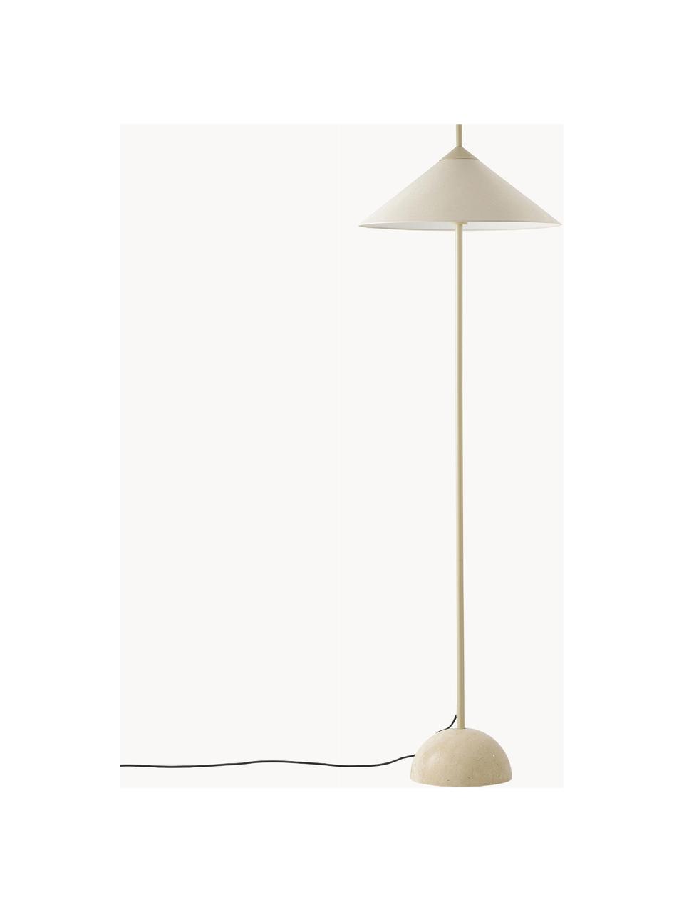 Lampada da terra con base in marmo Vica, Paralume: lino (100% poliestere), Struttura: marmo, Beige, Alt. 160 cm