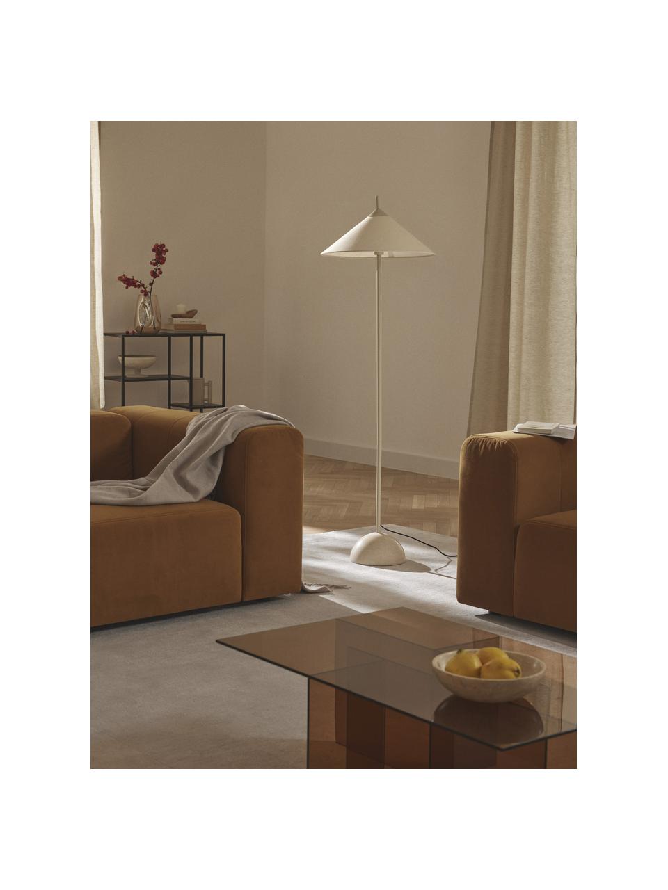 Vloerlamp Vica met marmeren voet, Lampenkap: linnen (100% polyester), Lampvoet: keramiek, Beige, H 160cm