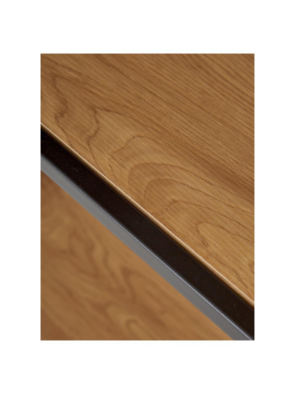 Hoge wandrek Seaford van hout en metaal, Frame: gepoedercoat metaal, Wild eikenhout, B 77 x H 185 cm