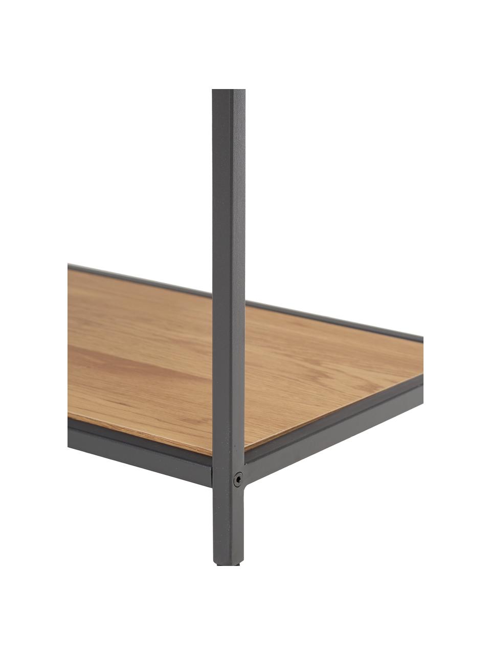 Hoge wandrek Seaford van hout en metaal, Frame: gepoedercoat metaal, Wild eikenhout, B 77 x H 185 cm