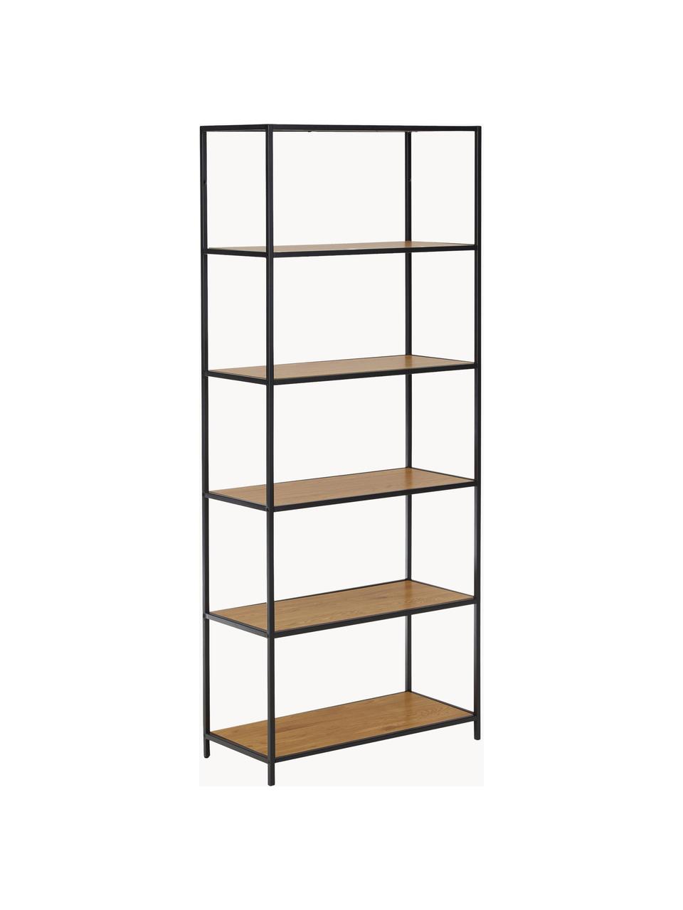 Hoog wandrek Seaford, Frame: gepoedercoat metaal, Beige in houtlook, zwart, B 77 x H 185 cm