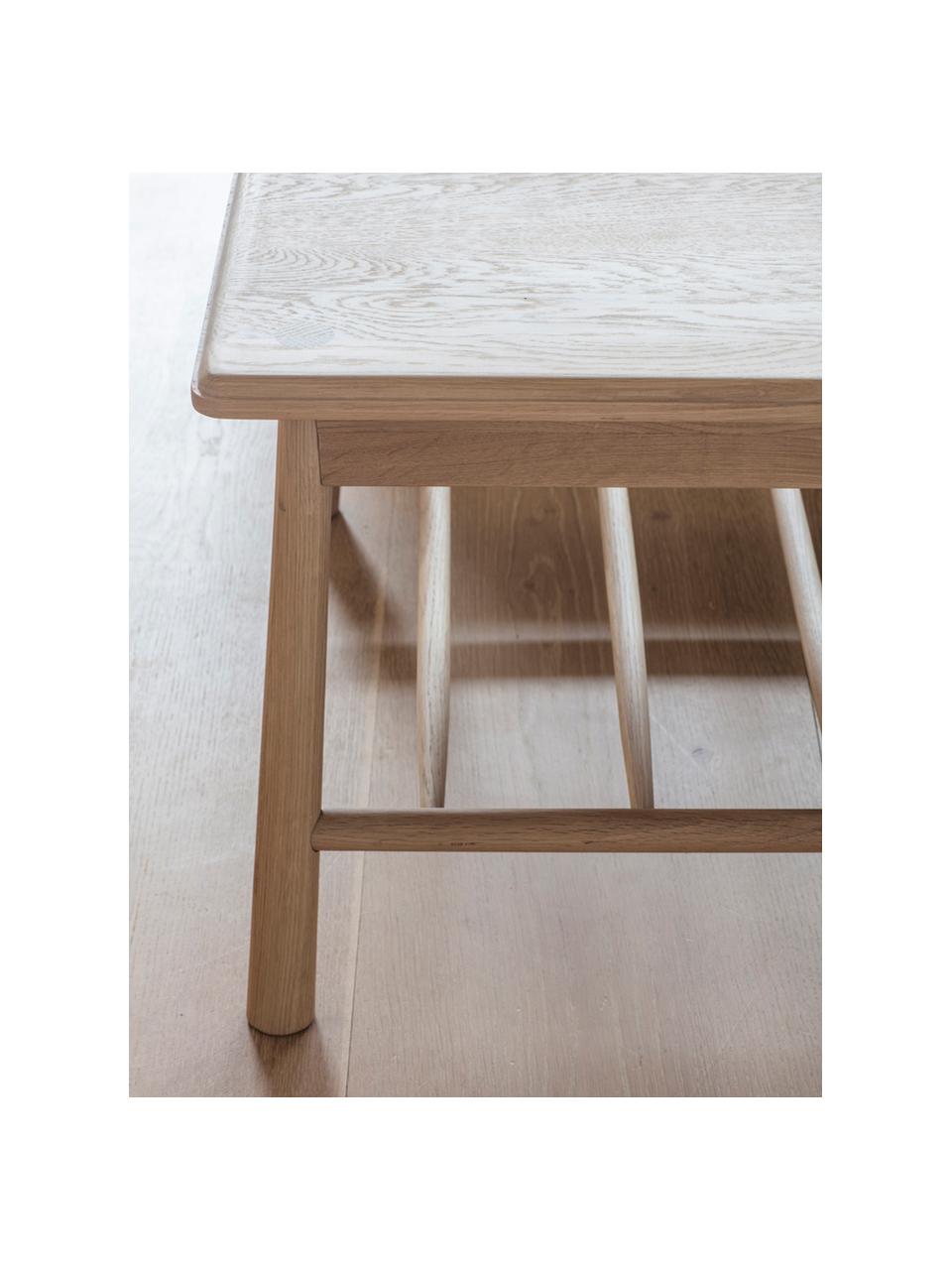 Mesa de centro de roble Wycombe, Madera de roble maciza, tablero de fibras de densidad media (MDF) con chapado de madera de roble, Roble, An 120 x Al 43 cm