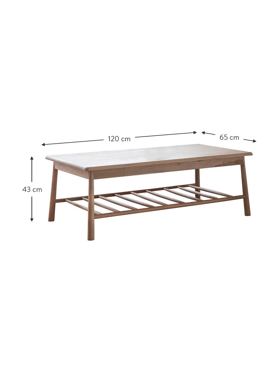 Couchtisch Wycombe aus Eichenholz, Massives Eichenholz, Mitteldichte Holzfaserplatte (MDF) mit Eichenholzfurnier, Eichenholz, 120 x 43 cm