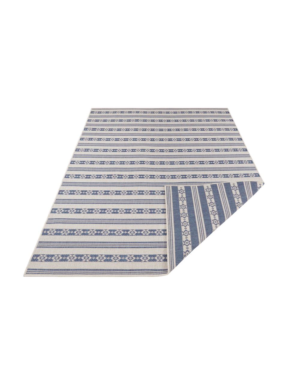 In- & Outdoor-Wendeteppich Fiji in Blau/Creme, 100% Polypropylen, Blau, Cremefarben, B 80 x L 150 cm (Größe XS)