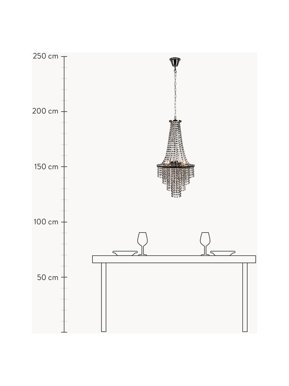 Kroonluchter Allington, Baldakijn: verchroomd metaal, Zwart, chroomkleurig, Ø 38 x H 68 cm