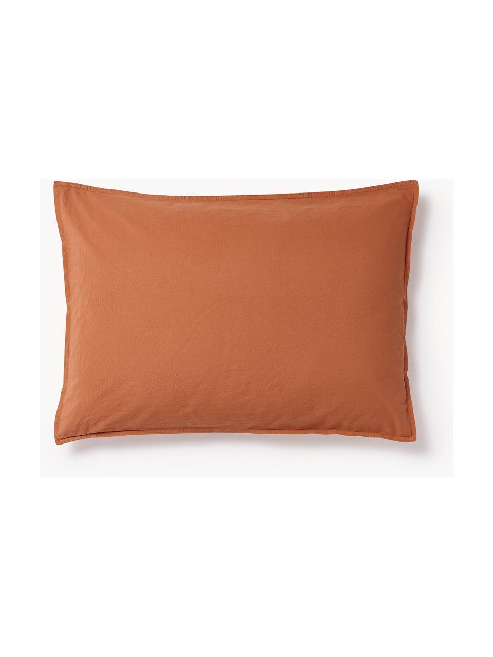 Taie d'oreiller en percale de coton Debbie, Terracotta, larg. 50 x long. 70 cm