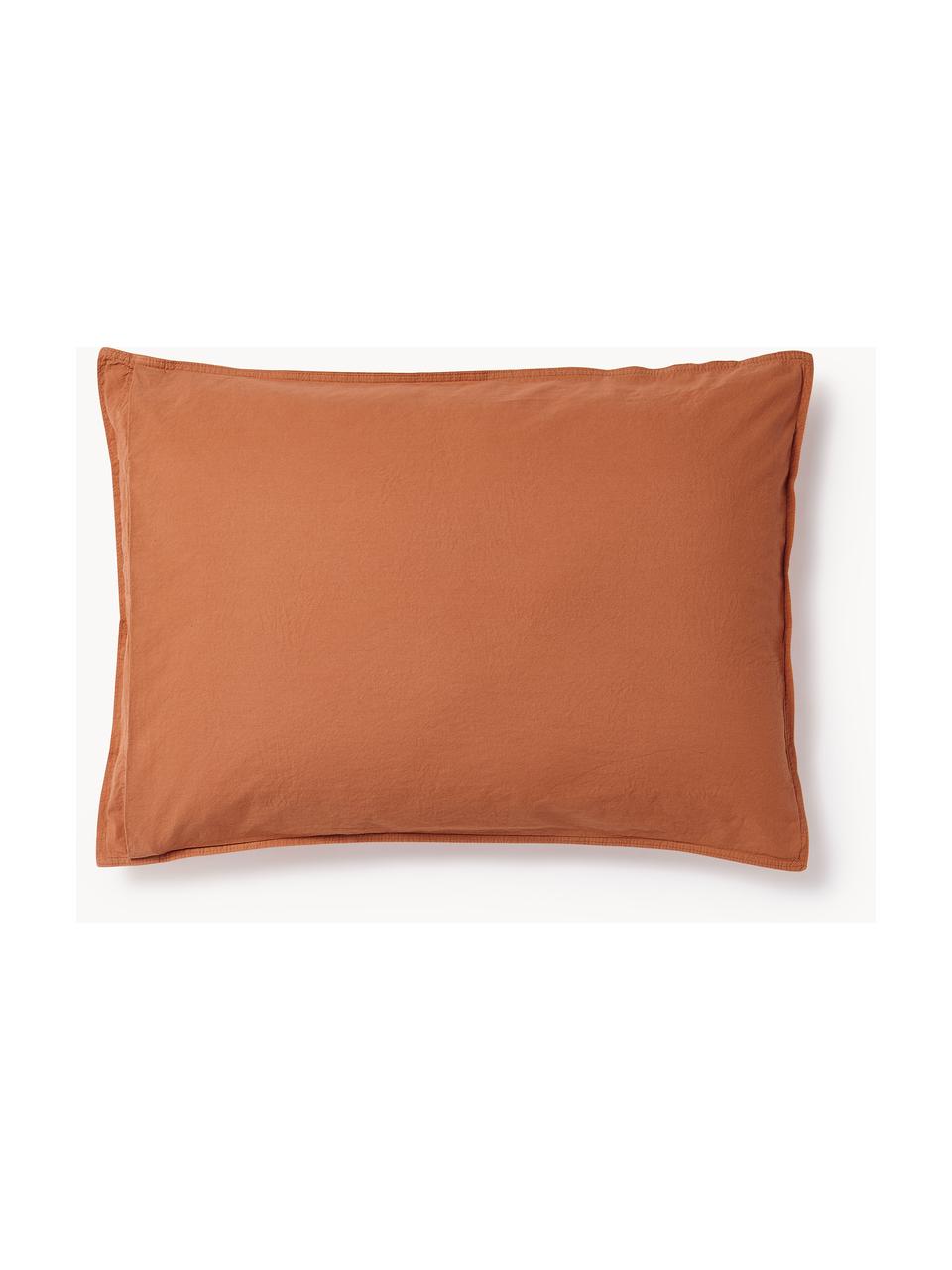 Taie d'oreiller en percale de coton Debbie, Terracotta, larg. 50 x long. 70 cm