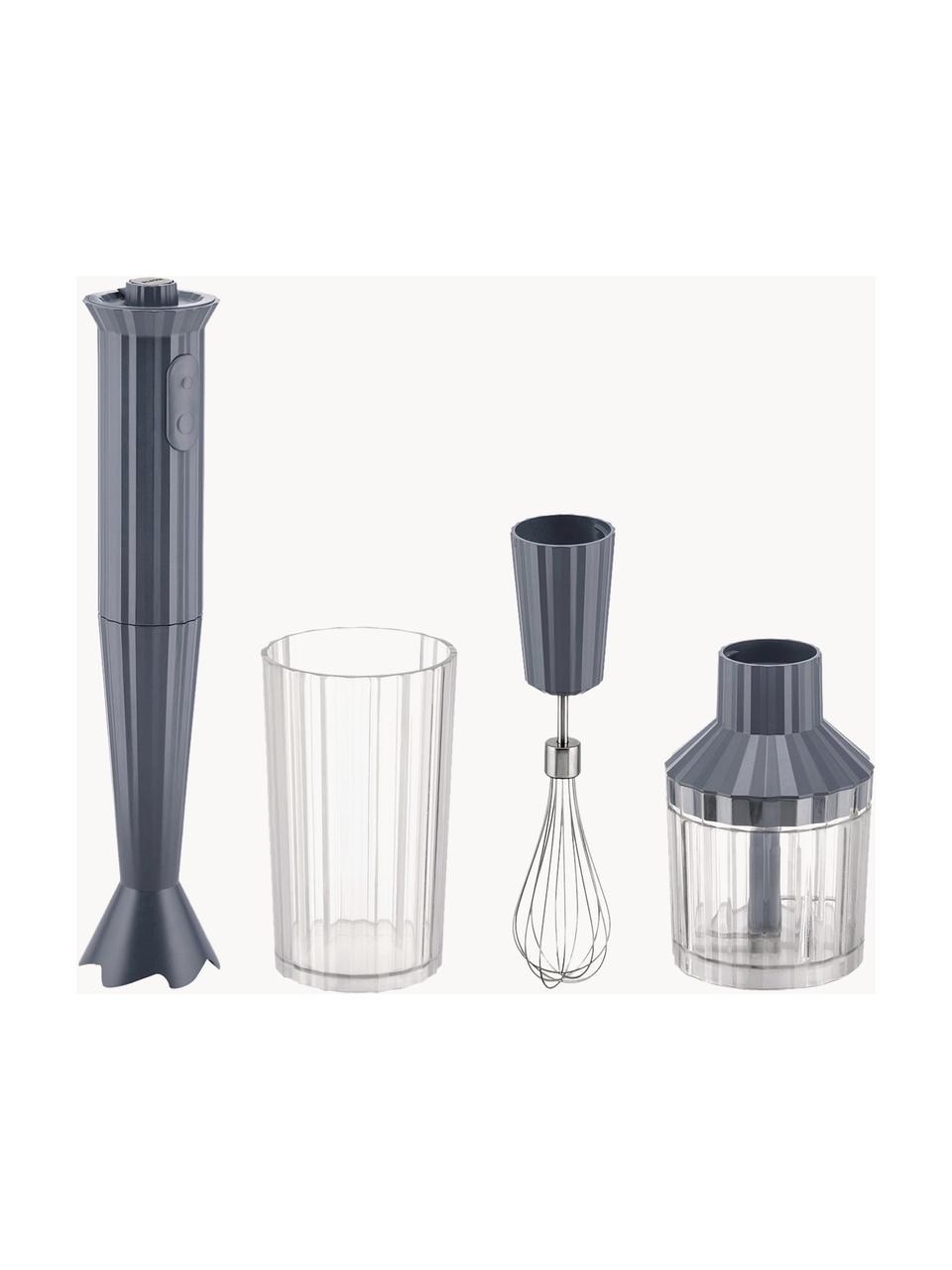 Set frullatore a immersione Plissé 4 pz, Resina termoplastica, Blu grigio opaco, Set in varie misure