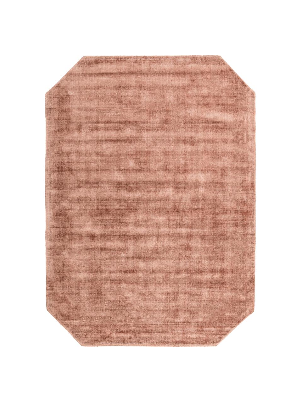 Viscose vloerkleed Jane Diamond, Bovenzijde: 100% viscose, Onderzijde: 100% katoen, Terracottakleurig, 160 x 230 cm