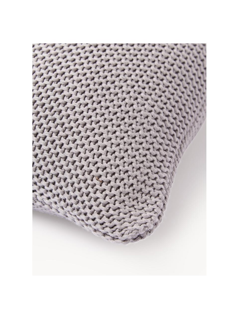 Housse de coussin en tricot Adalyn, 100 % coton bio, certifié GOTS, Gris, larg. 40 x long. 40 cm