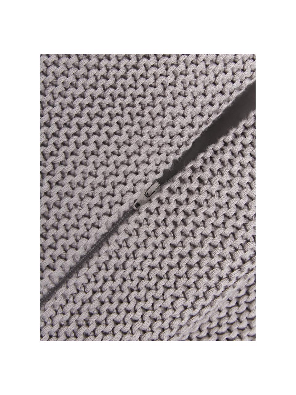 Copricuscino tessuto a maglia in cotone organico Adalyn, 100% cotone organico, certificato GOTS, Grigio chiaro, Larg. 40 x Lung. 40 cm