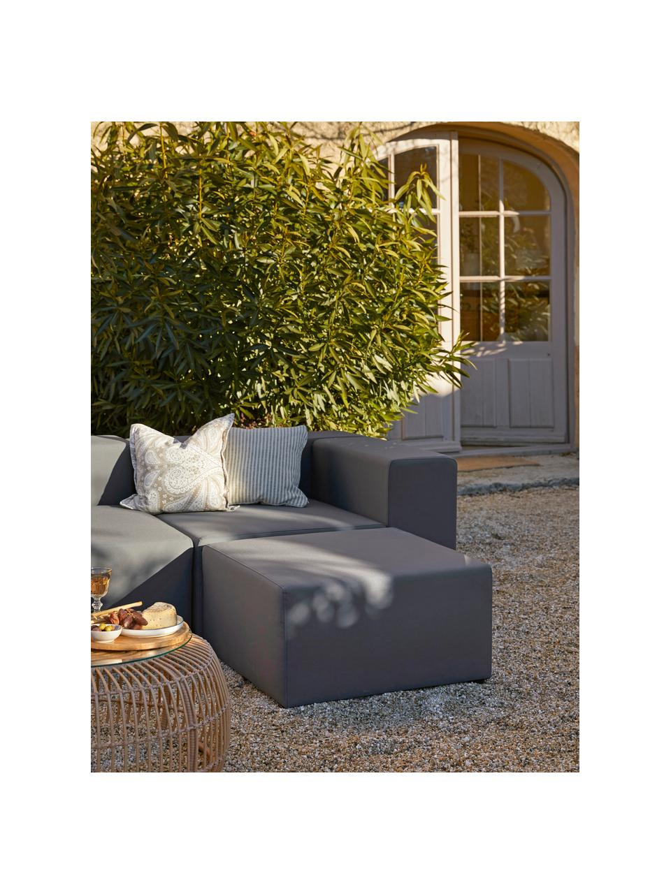 Outdoor-Sofa-Hocker Simon, Bezug: 88% Polyester, 12% Polyet, Gestell: Siebdruckplatte, wasserfe, Dunkelgrau, B 75 x H 42 cm