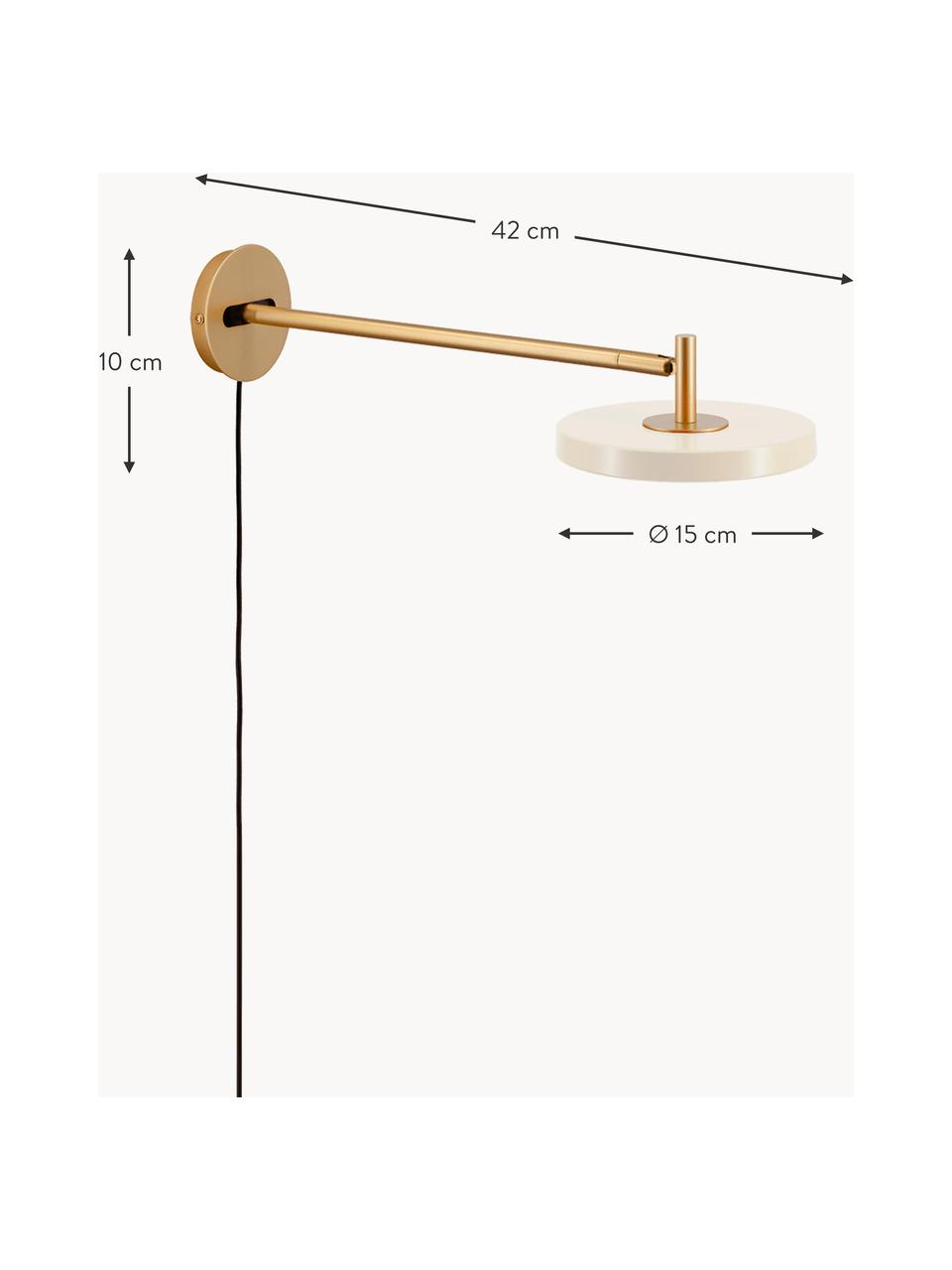 Kinkiet LED z funkcją przyciemniania i wtyczką Asteria, Złamana biel, odcienie złotego, S 15 x W 42 cm