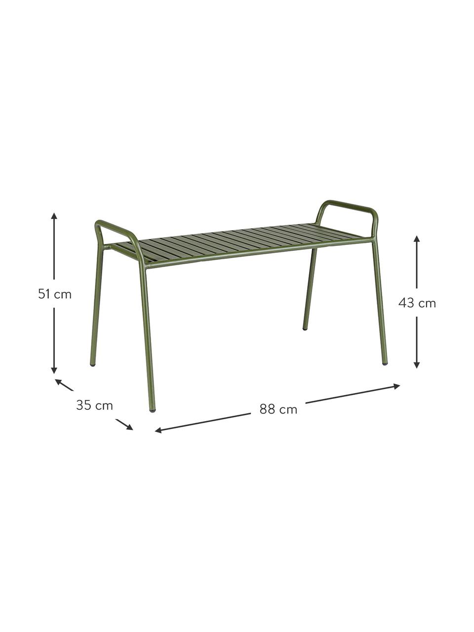 Ławka ogrodowa z metalu Dalya, Stal malowana proszkowo, Zielony, S 88 x W 51 cm