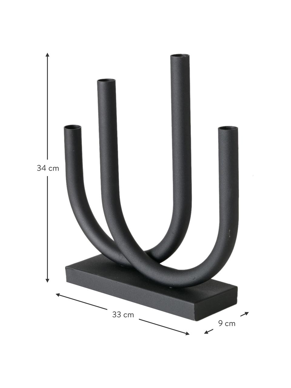 Candelabro de metal Tonis, Lámpara: aluminio recubierto, Negro, An 33 x Al 34 cm