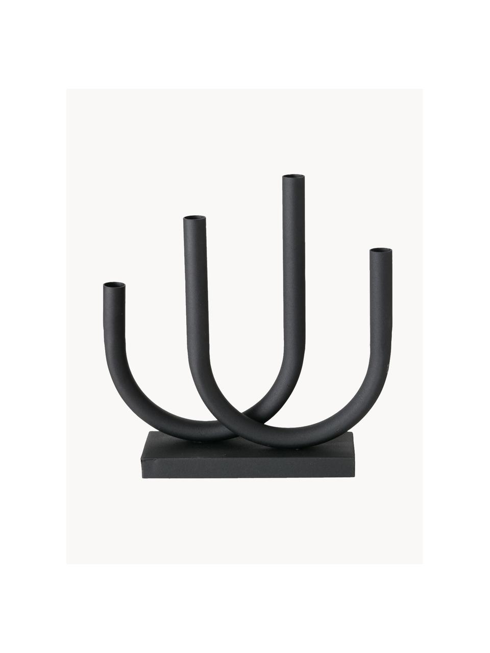 Candelabro in metallo Tonis, Cornice: alluminio rivestito, Nero, Larg. 33 x Alt. 34 cm