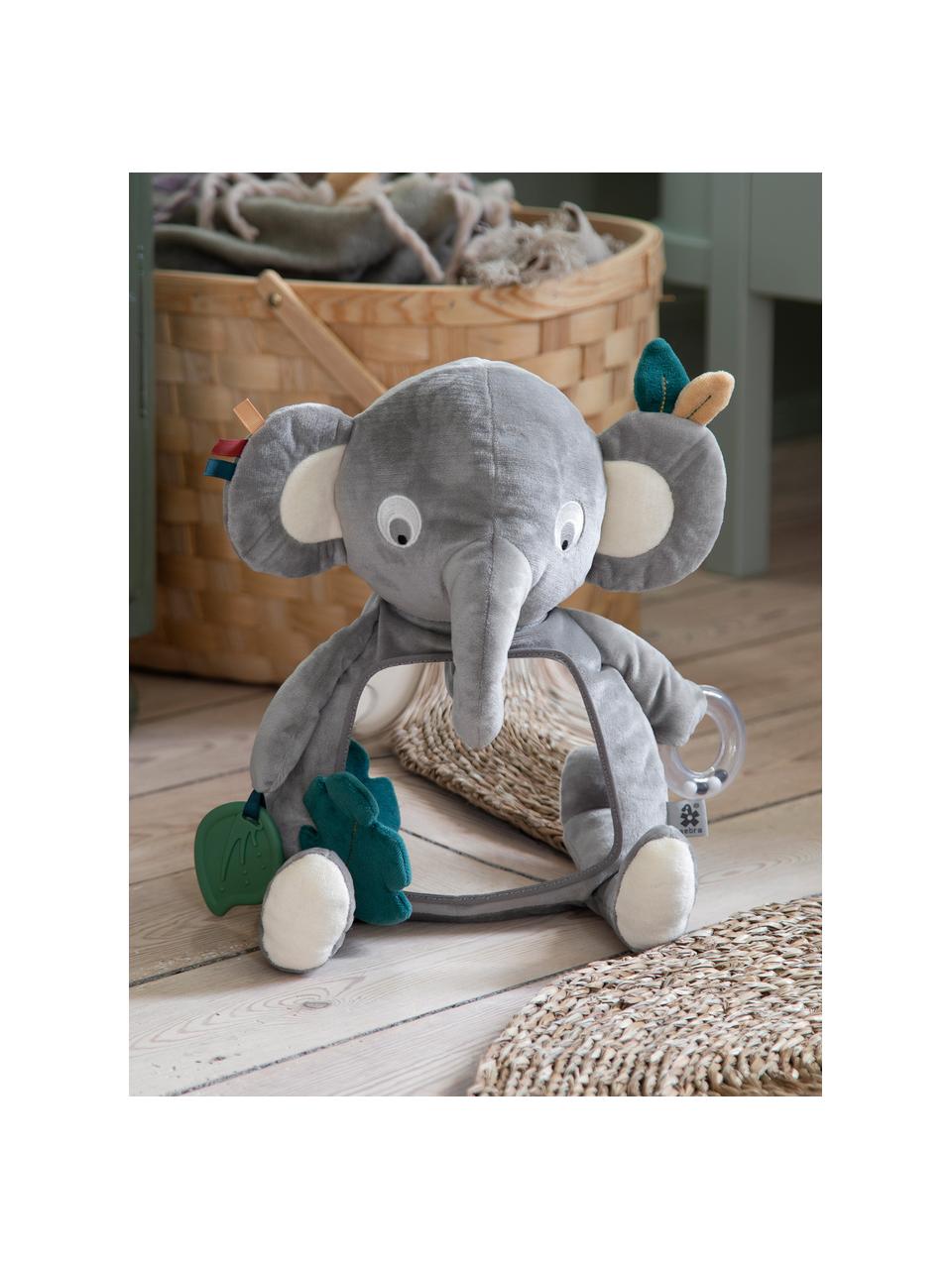 Aktivitäts-Spielzeug Finley the Elephant, Bezug: 90 % Polyester, 10 % Baum, Grautöne, Bunt, B 23 x H 31 cm