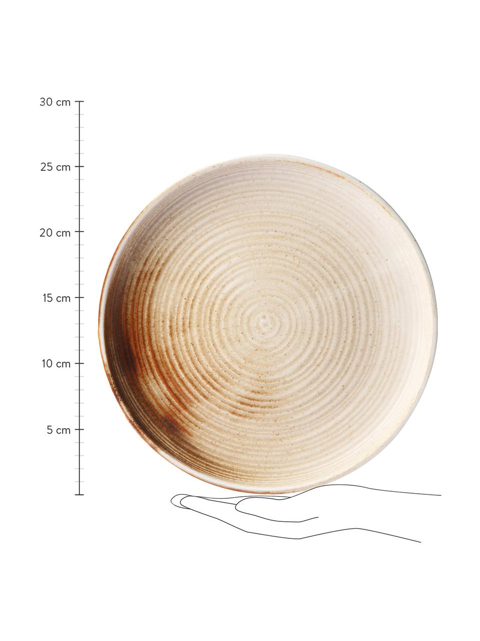 Ručně vyrobený mělký talíř v japonském stylu Yunomi, 2 ks, Odstíny krémové