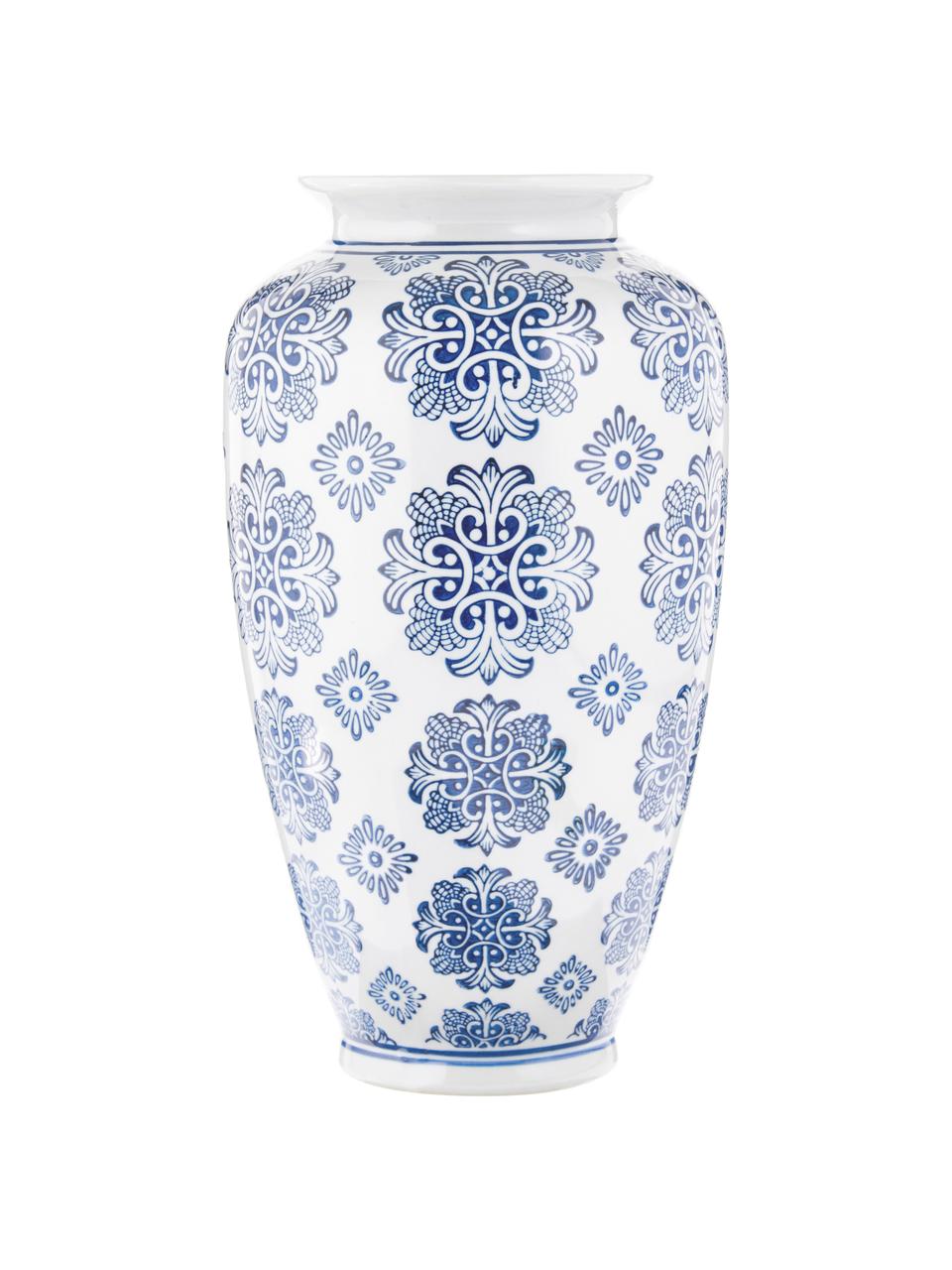 Vaso in ceramica Sara, Ceramica, Blu,bianco, Ø 18 x Alt. 36 cm
