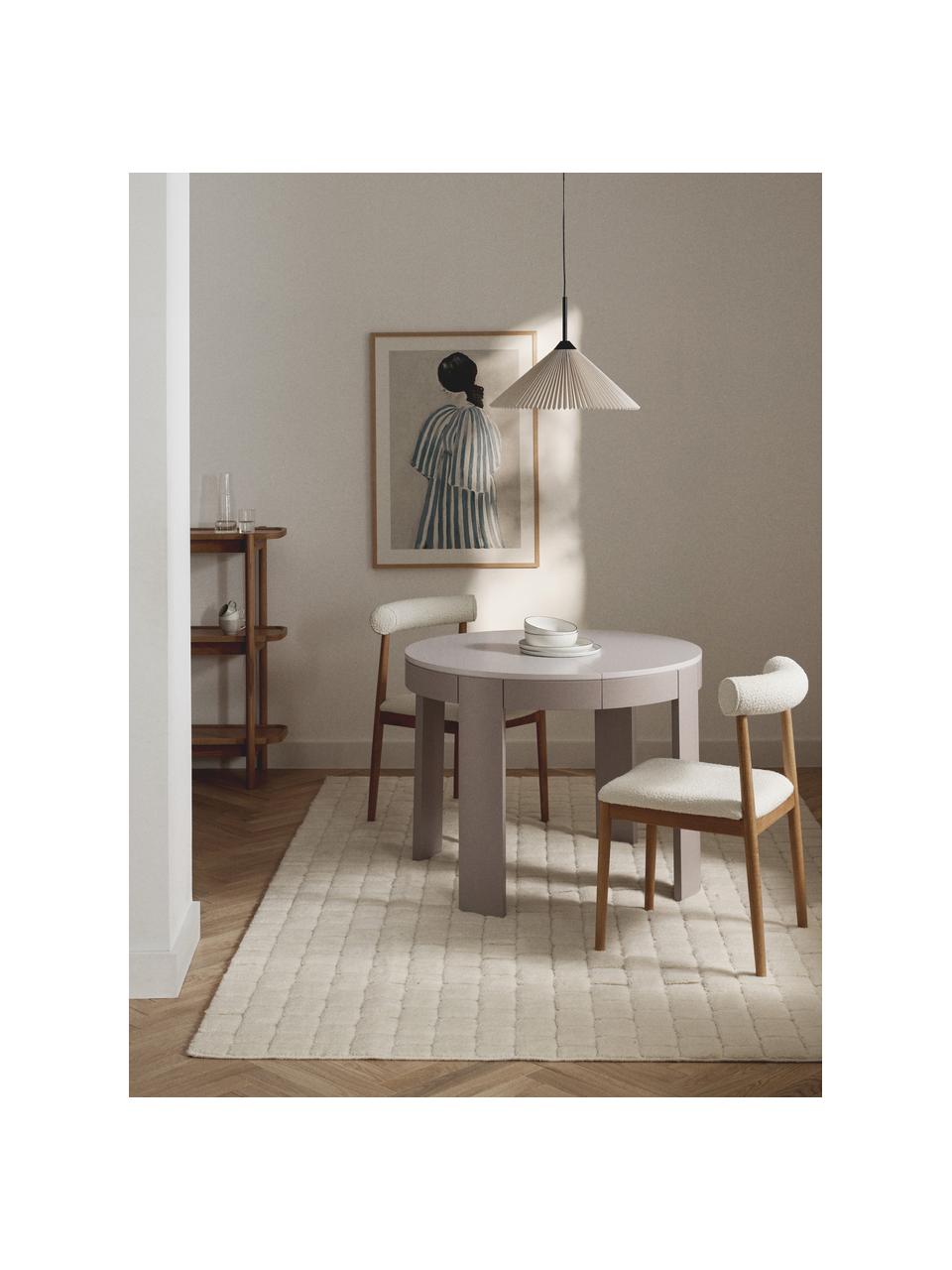 Uitschuifbare eettafel Samos, 100 - 140 x 75 cm, Tafelblad: gelakt MDF, Poten: massief beukenhout Dit pr, Lichtbeige, beige, B 100/140 x D 100 cm