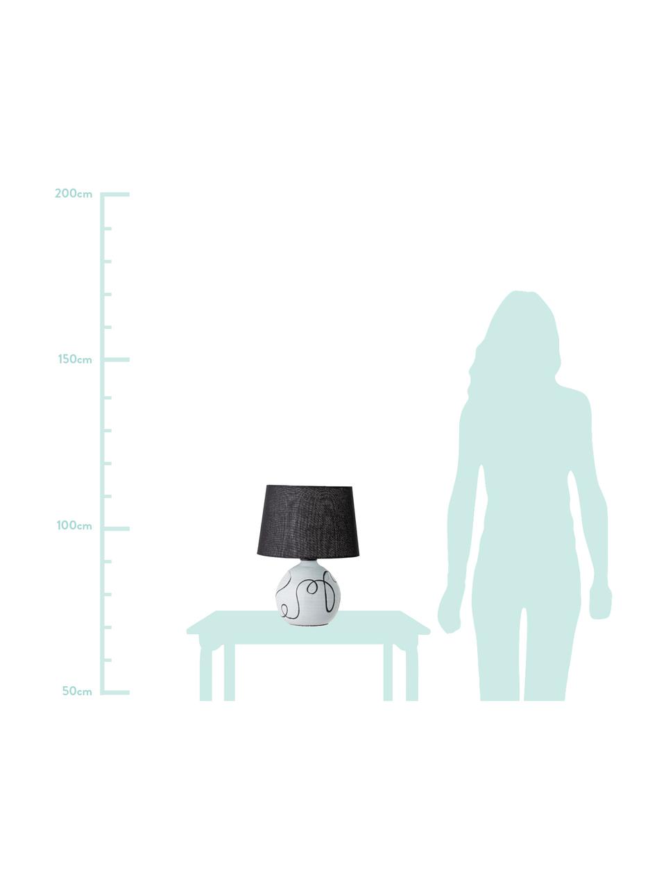 Tafellamp Coany, Lampenkap: linnen, Lampvoet: terracotta, Zwart, wit, Ø 31 x H 40 cm