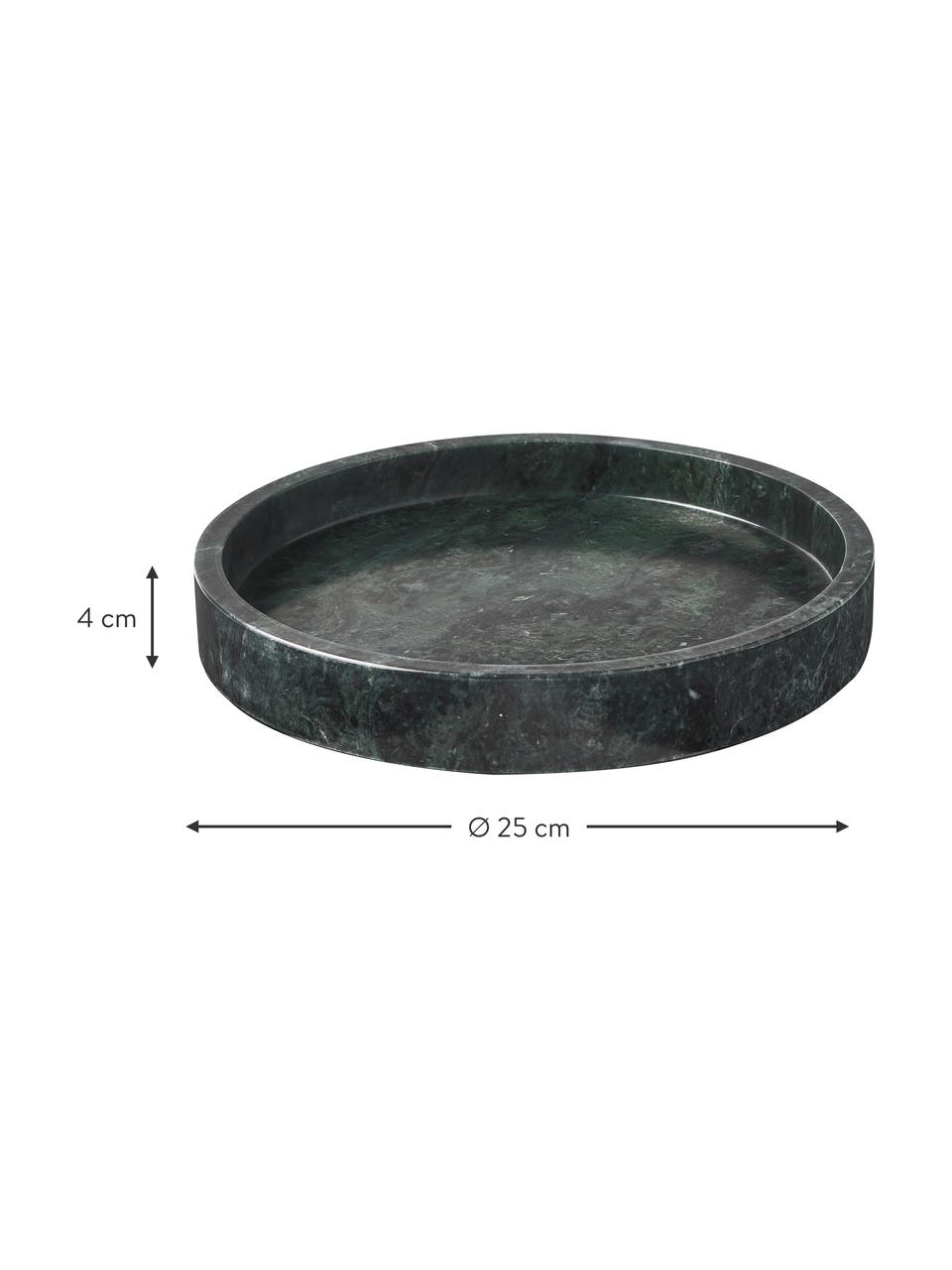 Rond decoratief dienblad Venice van marmer, Marmer, Groen, gemarmerd, Ø 25 cm
