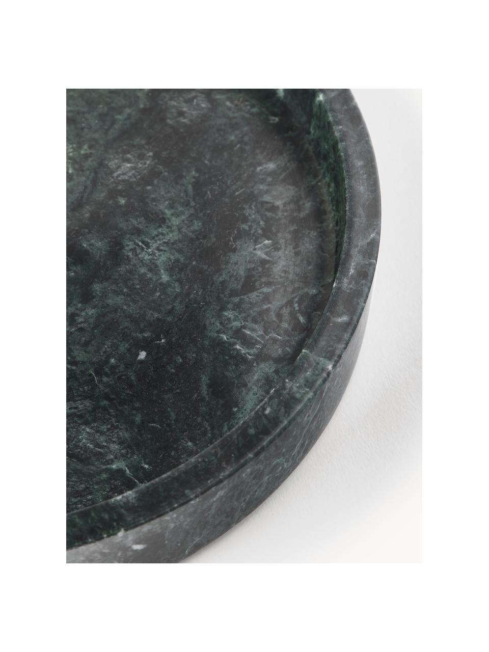 Okrągła taca dekoracyjna z marmuru Venice, Marmur

Marmur jest materiałem pochodzenia naturalnego, dlatego produkt może nieznacznie różnić się kolorem i kształtem od przedstawionego na zdjęciu, Ciemny zielony, marmurowy, Ø 25 cm