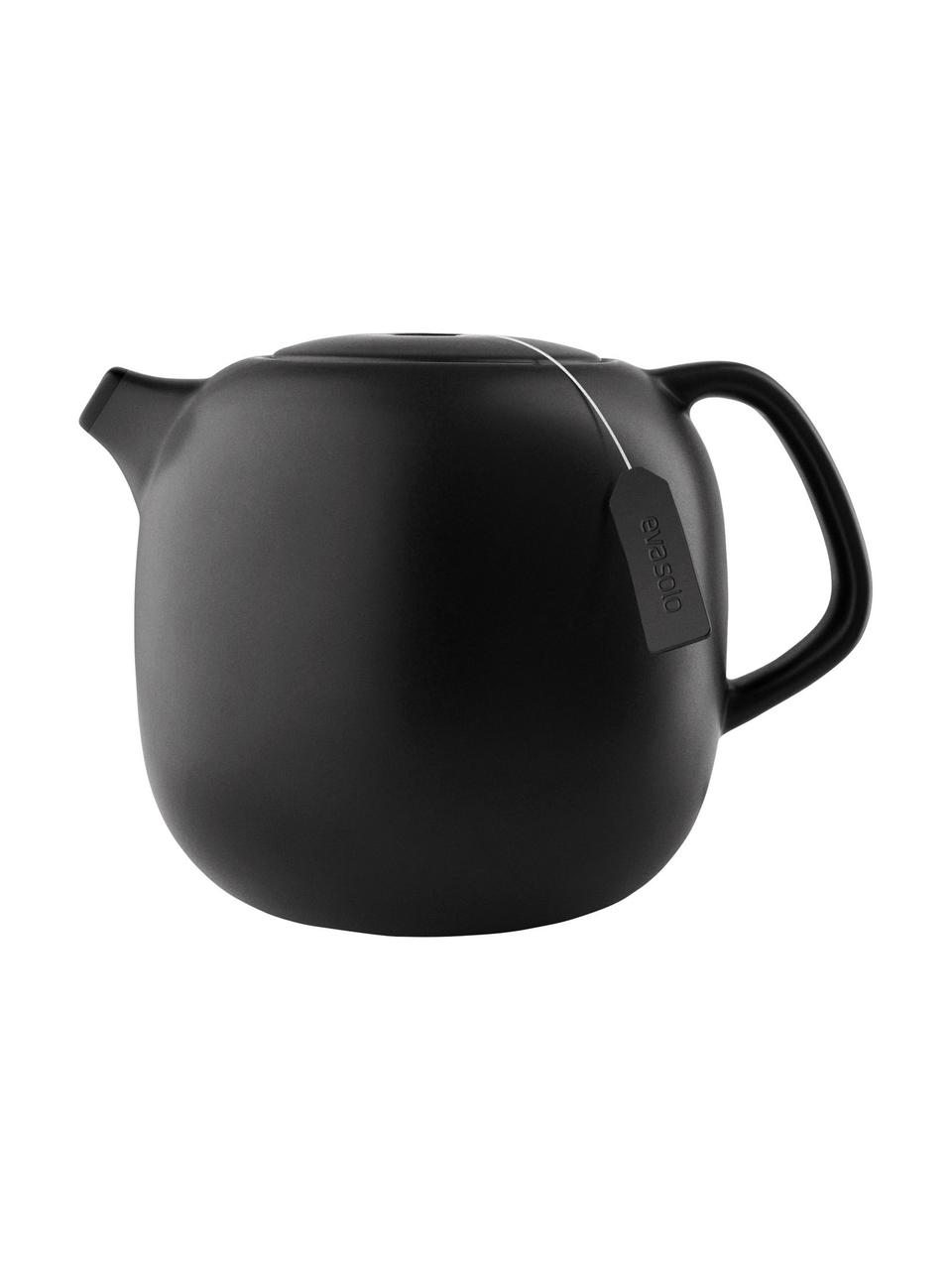 Keramische theepot Nordic Kitchen in mat zwart, 1 L, Pot: keramiek, Mat zwart, 1 L