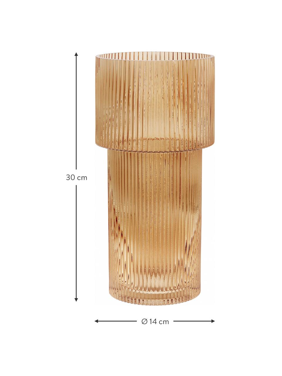 Vaso in vetro rigato Lija, Vetro, Ambrato trasparente, Ø 14 x Alt. 30 cm