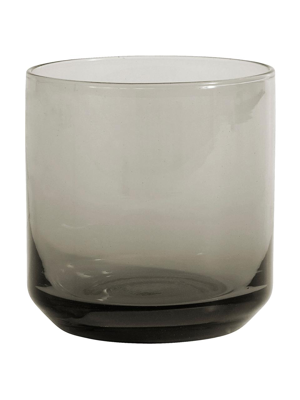 Vasos de vidrio soplado Retro, 6 uds., Vidrio, Gris oscuro, ligeramente transparente, Ø 8 x Al 8 cm