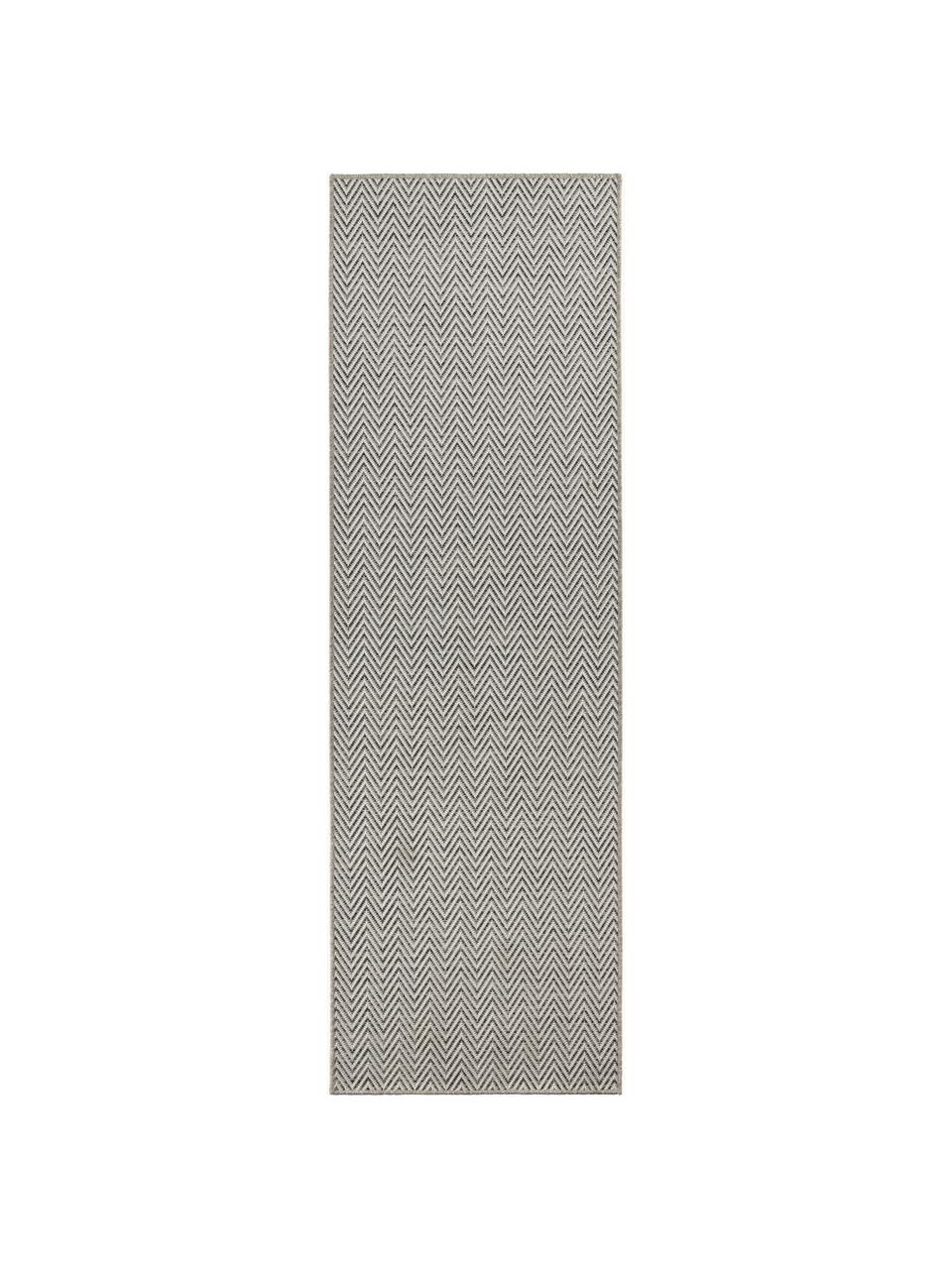 Interiérový/exteriérový běhoun s jemným klikatým vzorem Nature, 100 % polypropylen, Šedá, bílá, Š 80 cm, D 250 cm