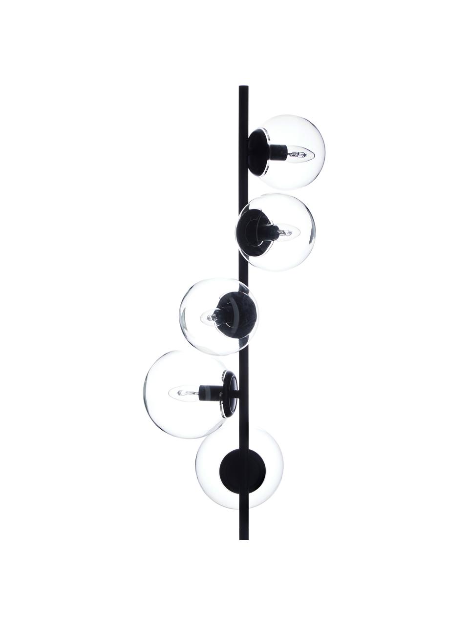 Lampada da terra in vetro Casey, Paralume: vetro, Struttura: metallo verniciato a polv, Nero, Alt. 170 cm