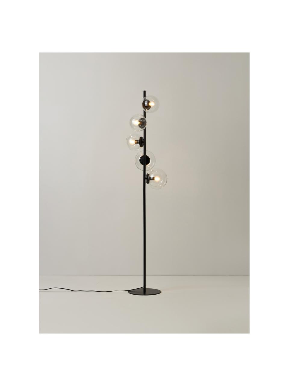 Lámpara de pie Casey, Estructura: metal con pintura en polv, Cable: cubierto en tela, Negro, Al 170 cm