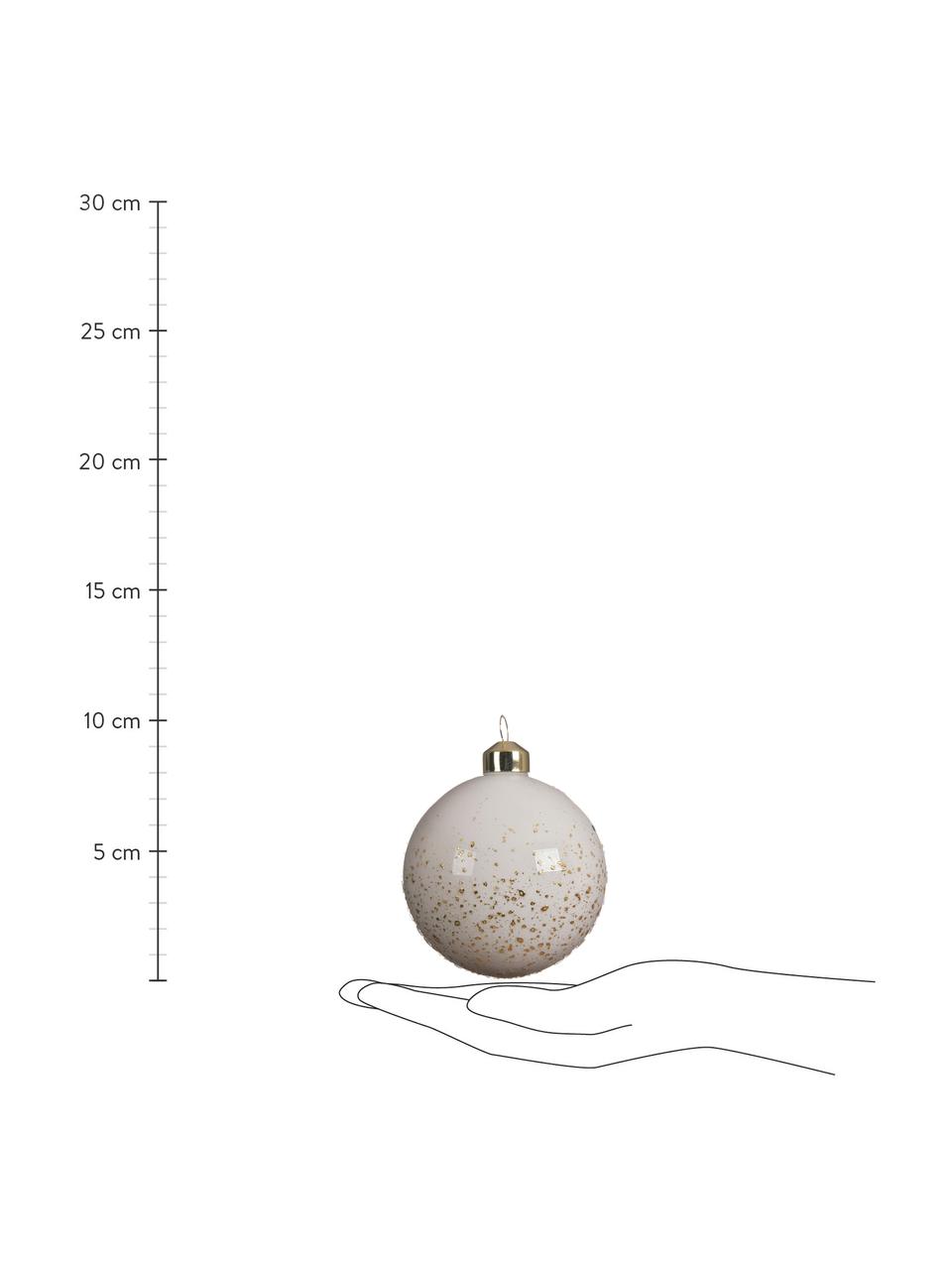 Kerstballen Spotty, set van 4, Zwart, wit, goudkleurig, Ø 8 cm