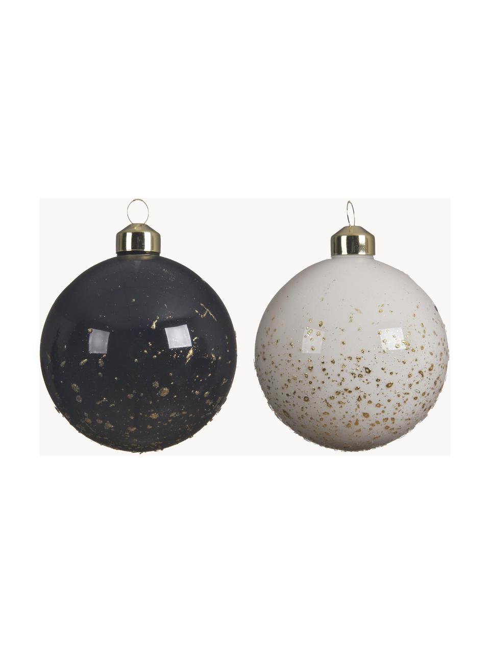 Boules de Noël Spotty, 4 élém., Noir, blanc, doré, Ø 8 cm