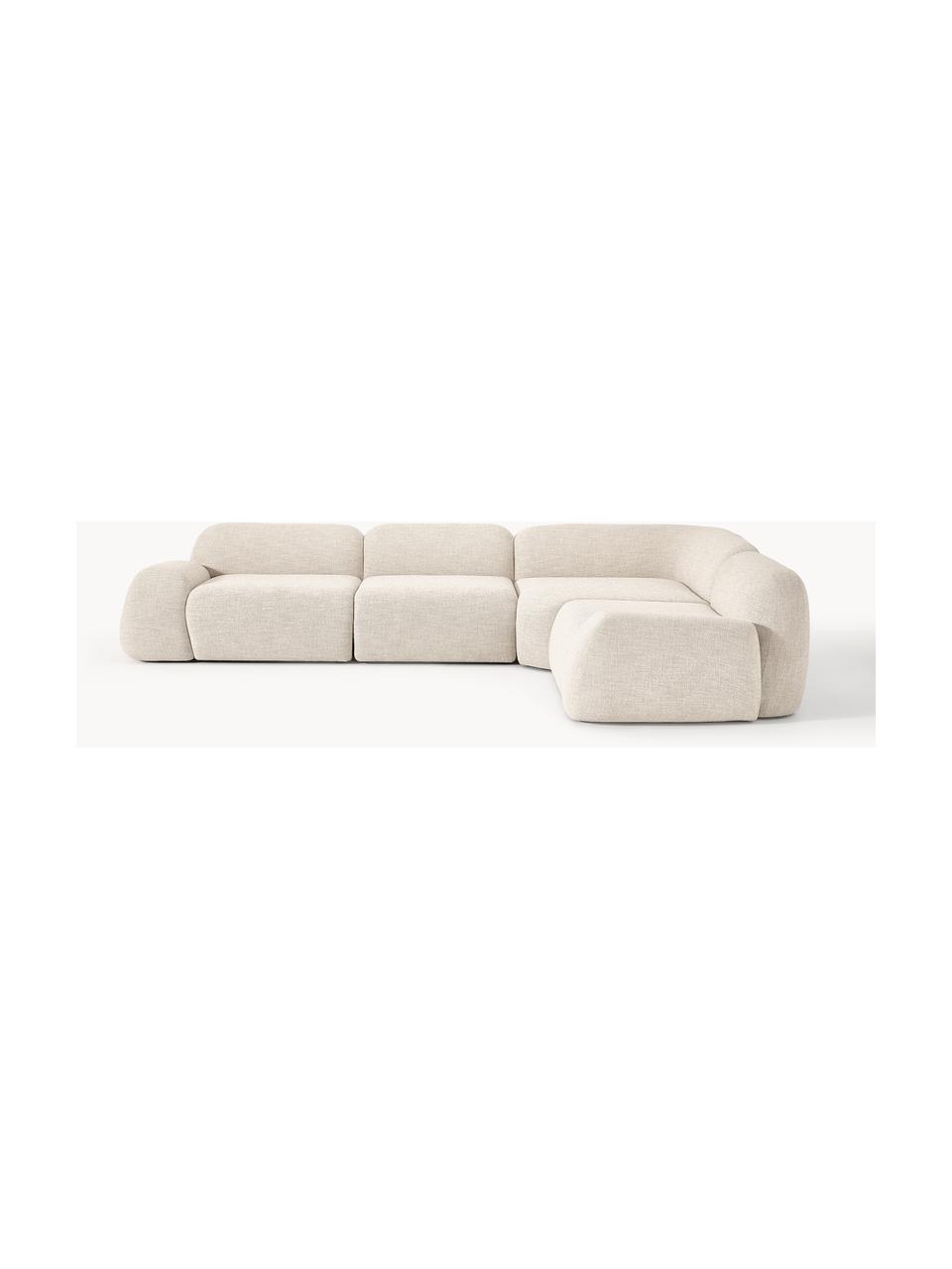 Modulares Ecksofa Wolke (4-Sitzer) aus Bouclé, Bezug: Bouclé (96 % Polyester, 4, Füße: Kunststoff Dieses Produkt, Bouclé Hellbeige, B 349 x T 262 cm