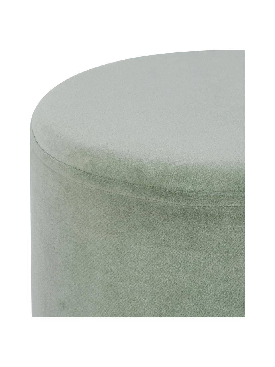 Fluwelen poef Haven, Bekleding: katoenfluweel, Poten: gepoedercoat metaal, Fluweel saliegroen, goudkleurig, Ø 38 x H 45 cm