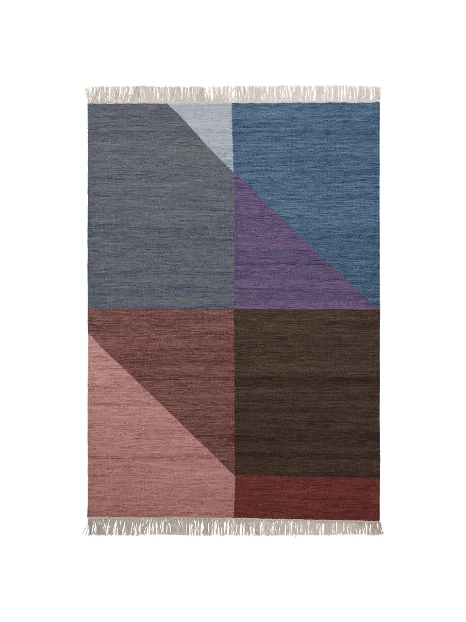 Ručne vyrobený vlnený koberec s farebným vzorom a strapcami Olbia, 100 % vlna
V prvých týždňoch používania môžu vlnené koberce uvoľňovať vlákna, tento jav zmizne po niekoľkých týždňoch používania, Viacfarebná, Š 140 x D 200 cm (veľkosť S)