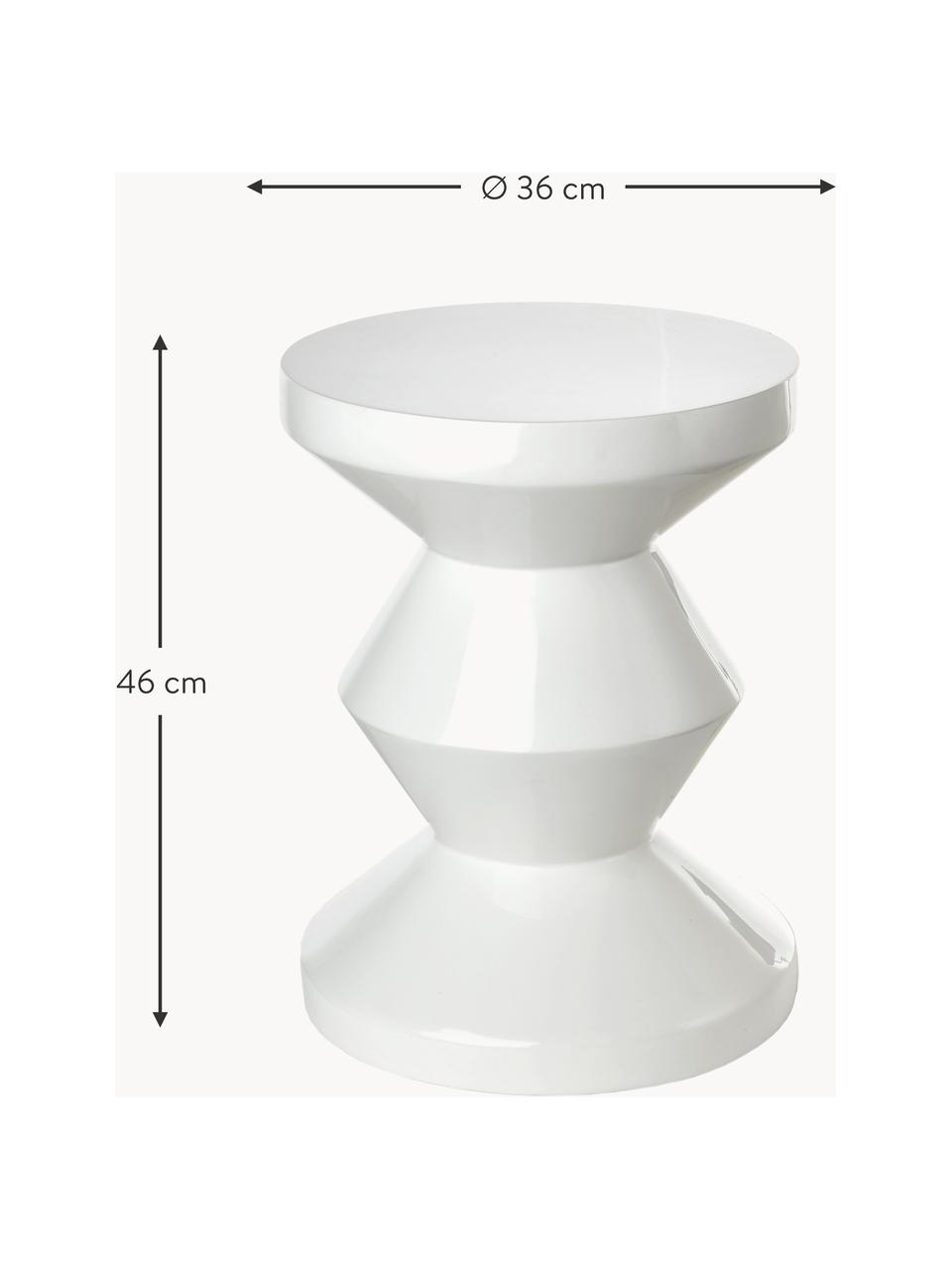 Table d'appoint ronde Zig Zag, Plastique, laqué, Blanc, Ø 36 x haut. 46 cm