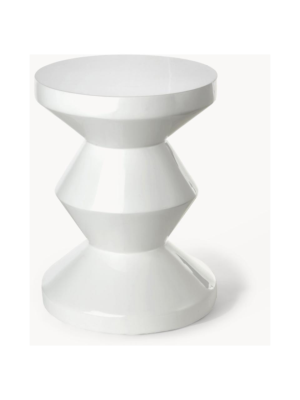 Kulatý odkládací stolek Zig Zag, Lakovaná umělá hmota, Bílá, Ø 36 cm, V 46 cm