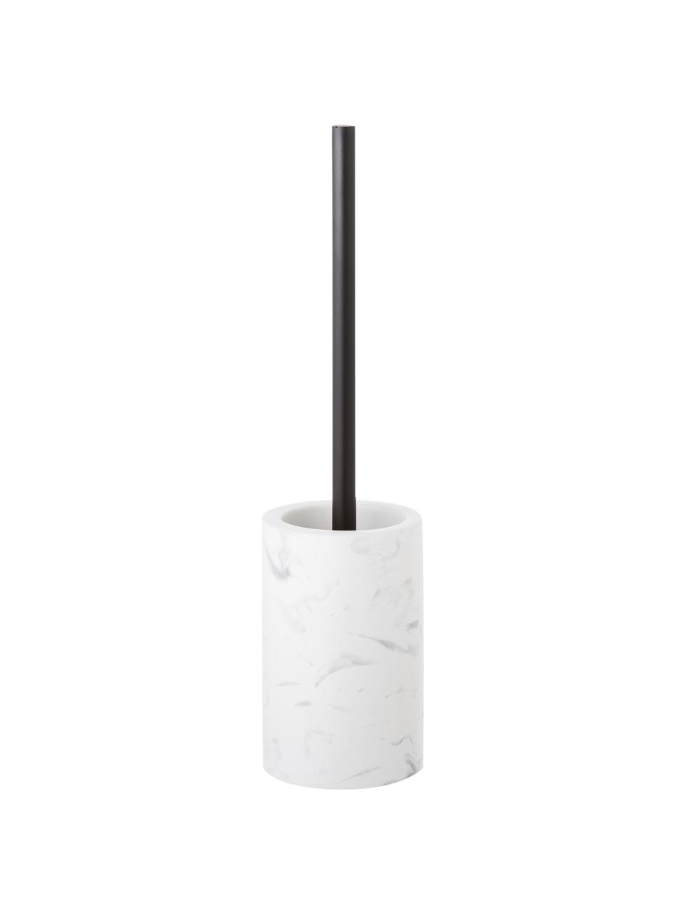 Toiletborstel Daro met houder van keramiek, Houder: keramiek, Wit, gemarmerd, zwart, Ø 10 x H 43 cm