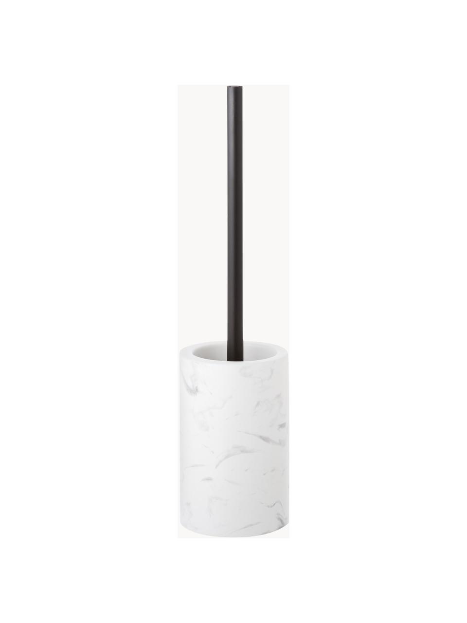Toilettenbürste Daro mit Keramik-Behälter, Behälter: Keramik, Griff: Metall, beschichtet, Weiß, marmoriert, Schwarz, Ø 10 x H 43 cm